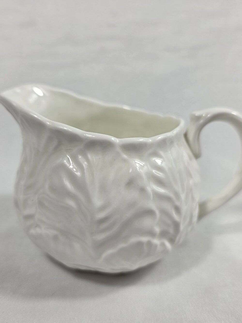 Coalport Country Ware Creamer White Embossed Leaves 8 Ounce